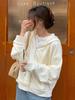 Women's College Style Hooded Sweatshirt Jacket - Spring/Autumn 2023 Zipper Loose Cardigan Top