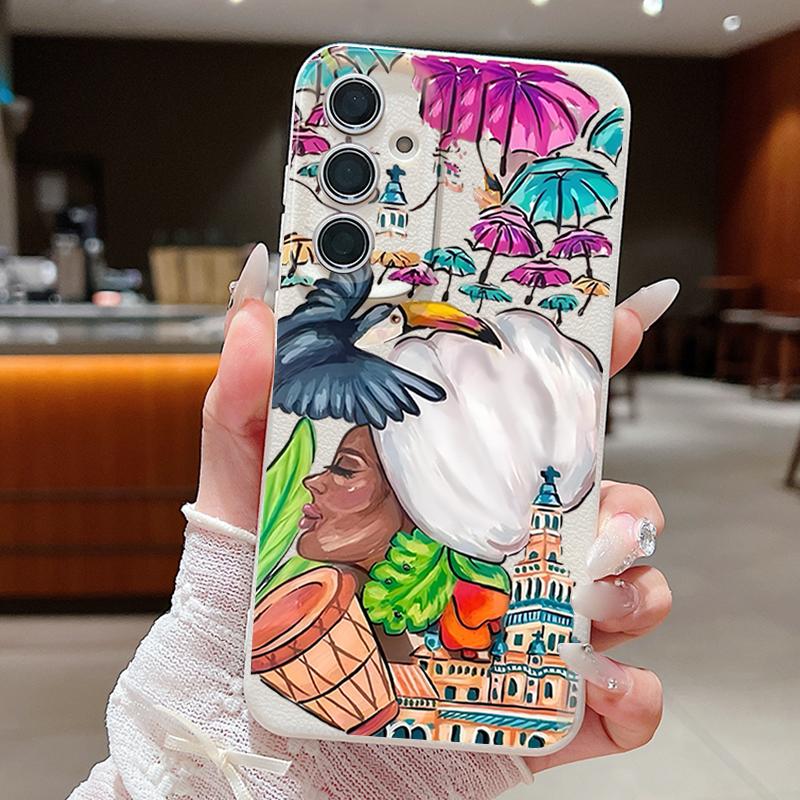 Tropical-style Toucan Pattern Case For Samsung Galaxy A57 A56 A55 A54 5G A37 A36 A35 A34 A17 A16 A15 A14 Leather Texture Silicone Cover