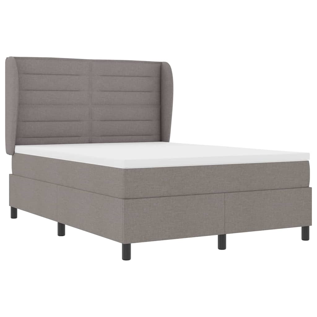 Box Spring Bed with Headboard Taupe 160 X 200 Cm Fabric