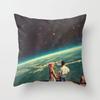 Polyester Romantic Starry Sky Moon Decorative Throw Pillow Case Space Cushion Cover For Home Sofa Bedroom Decoration 45X45Cm