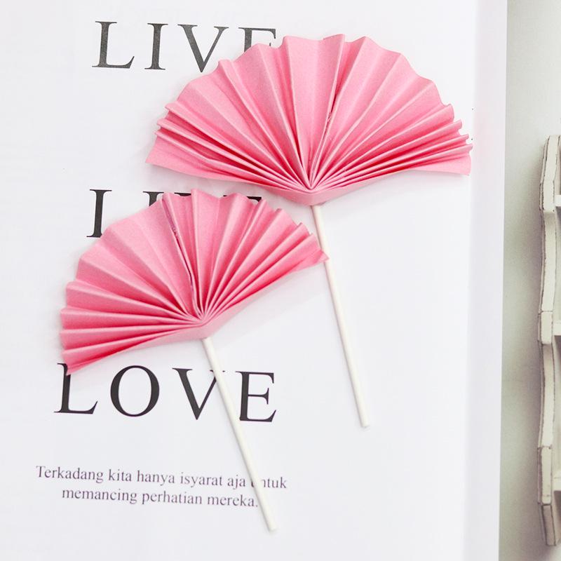 Chinese Style Red Semicircular Folding Fan Cake Topper for Birthdays
