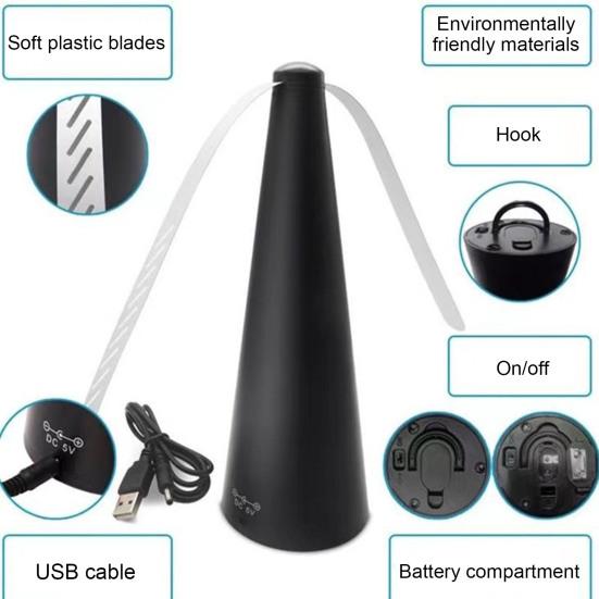 Fly Repellent Fan with Reflective Strip Outdoor Camping Fishing Picnic Indoor Desktop