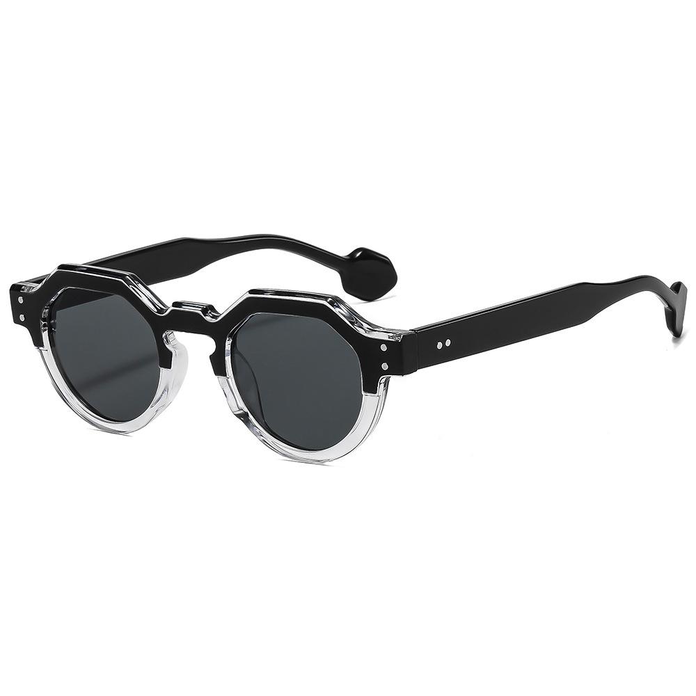 

Fashion Small Irregular Square Sunglasses Women Retro Round Shades Uv400 Men Rivets Punk Sun Glasses as picture
