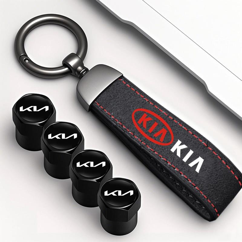 OYQZ3 Car Tire Wheel Valve Caps Cover Suede Car Key Chain Ring Keychain For KIA EV6 Stinger RIO Sorento Picanto Ceed Borrego Syros K4