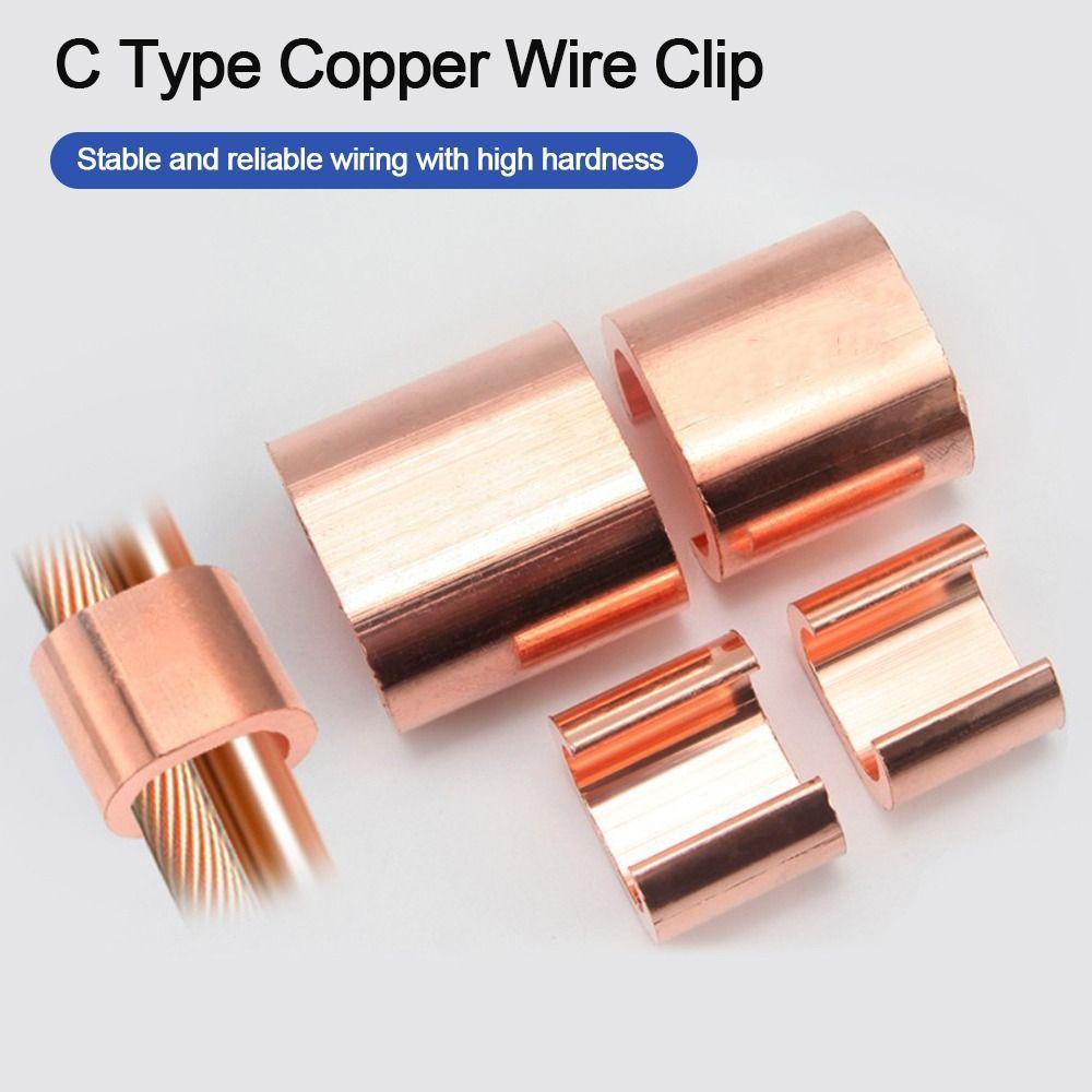 Copper Wire Clip Copper C-shaped Clamp Wire Connector Terminal Clamp Cable Clamping Buckle Wiring Accessories Home Hardware