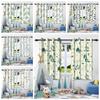 2Pcs Green Plants Leaf Window Curtains Daily Life Home Bedroom Living Room Darkening Hanging Curtain Privacy Blocking Drapes