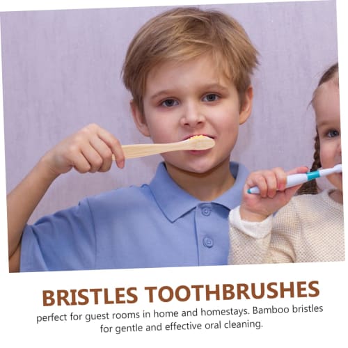 Frcolor 10-Piece Portable Bamboo Toothbrush Set with Soft Bristles for Kids, Eco-Friendly Design for Home and Guest Room Use
