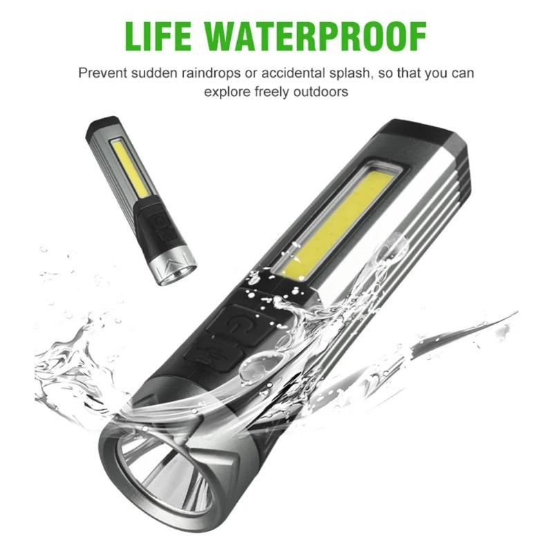 Car LED Strong Light Flashlight Portable Magnet Camping Torch 90 ° Rotatable Head Multifunctional Folding Handheld Work Lights
