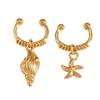 Starfish Seashell Ear Cuff for Non-Pierced Ears - Beach Vacation Ocean Style Women's Accessory