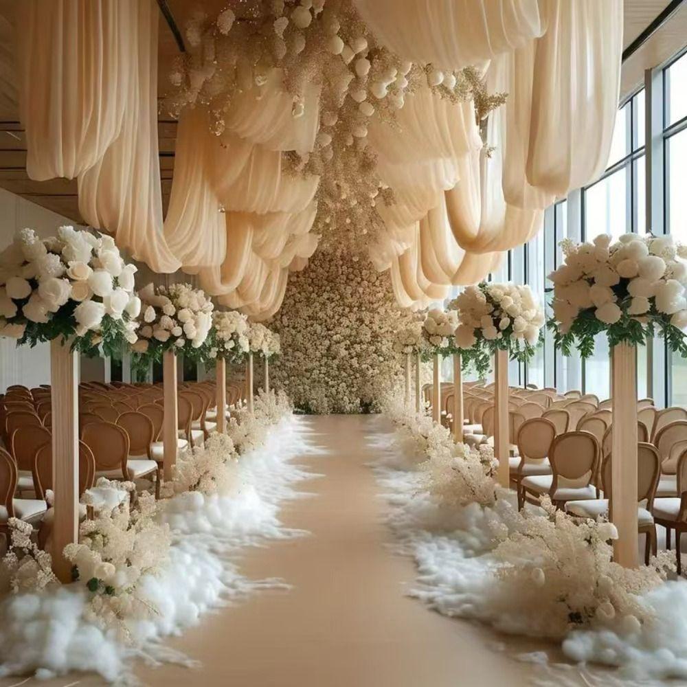 White Pink Wedding Tulle Arch Elegant Backdrop Fabric Arch Draping Fabric Birthday Party