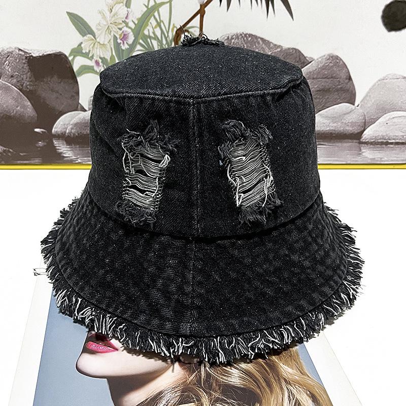 Summer Trendy Washed Broken Denim Bucket Hat Women Breathable Sunshade Best Matched Female Korean Style Beach Fisherman Cap Gift