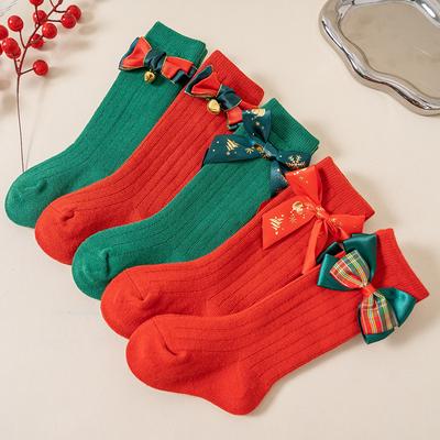 Christmas Baby Socks Newborn 0 To 3 6 9 12 18 24 Months Toddler Boys Socks Cute Red Bow-Tie Kids Socks for Girls Infantil