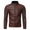 Men's Washed Pu Leather Jacket Men's Stand Collar Men's Motorcycle Leather Jacket Men