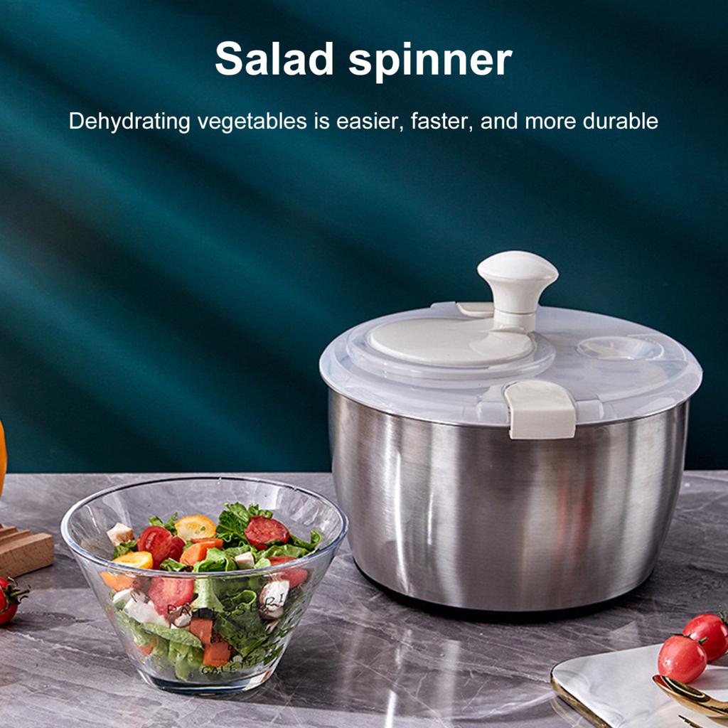 Centrifuga per Insalata Acciaio Inossidabile Rotativa Asciuga Insalata Mixer per Insalata 5L Disidratatore Multifunzionale con Cestello Filtro e Coperchio