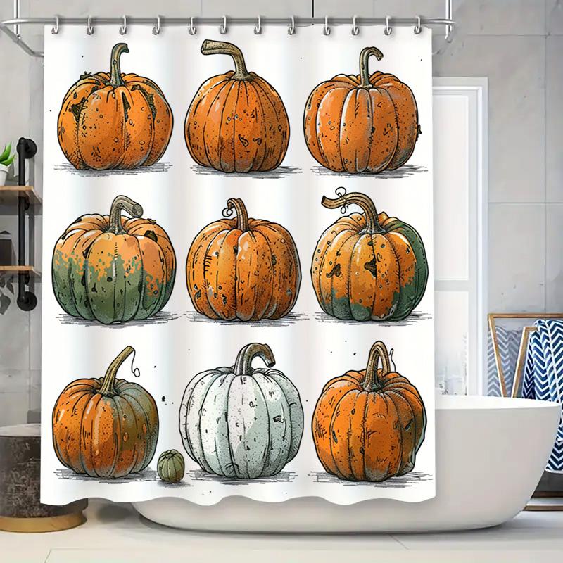 

Художественная шторка для душа с тыквамиДекоративные принадлежности для ванной комнаты для осеннего сезонаДоступны различные размеры 90x180cm