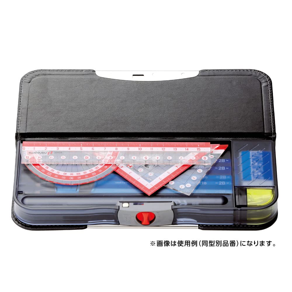 Sonic Brave Allock Slim Pencil Case with Clear Double-Sided Pouch, Blue, FD-5670-B