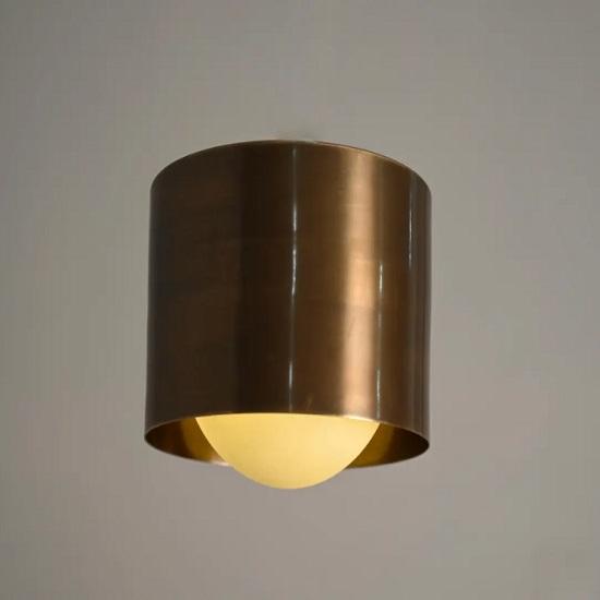 Handmade Brass Globe Light Fixture: Mid Century Wall or Ceiling Lamp