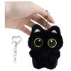HUIJUFU Black Fluffy Cat Keychain Heart-Shaped Carabiner