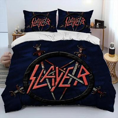 Slayer Heavy Metal Band Music Comforter Bedding Set,Duvet Cover Bed Set Quilt Cover Pillowcase,king Queen Size Bedding Set Kids