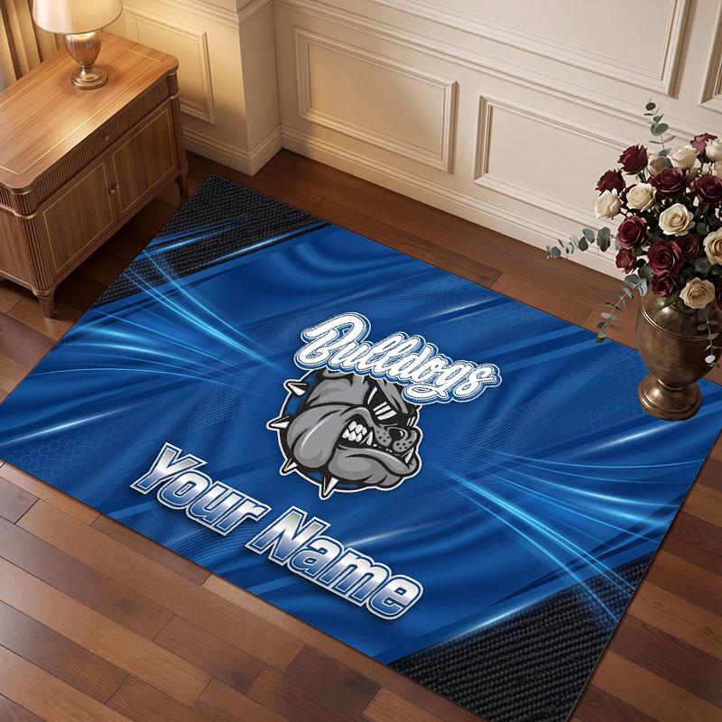 Canterbury-Bankstown Bulldogs Personalized Crystal Velvet Carpet, Customized Name Text Soft Anti‑Slip Rug for Living Room Bedroom
