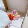 Real Gold Pink Round Full Diamond Ring Opening Adjustable Simple Jewelry Japanese Ring Couple Ring