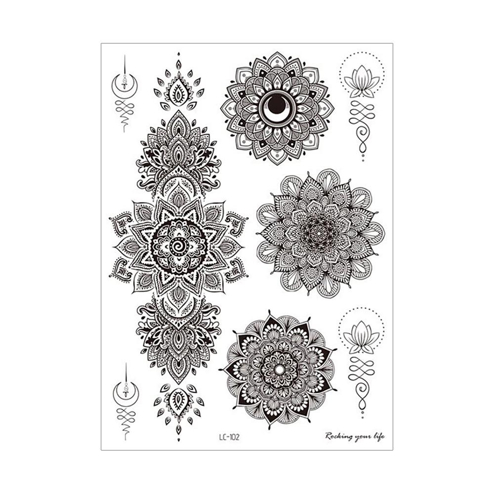 

Retro Floral Back, Hand, and Collarbone Mandala Temporary Tattoo Sticker 210x150mm