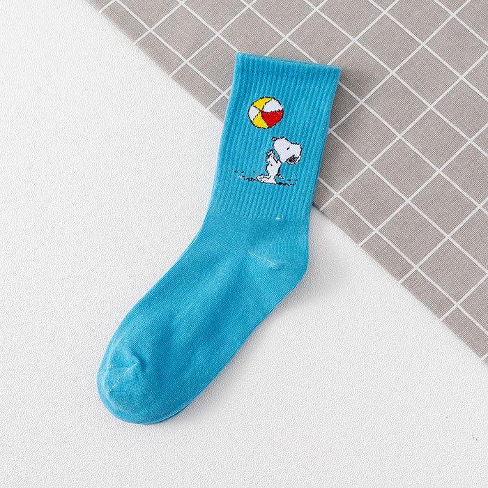 Snoopy Korean Style Mid-Calf Sports Socks - Autumn/Winter, High-Top, Comfortable, Trendy, College Style