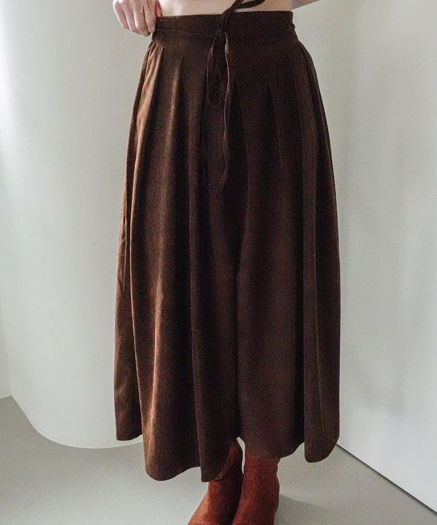Cool Kitten Corduroy Belted Flare Skirt