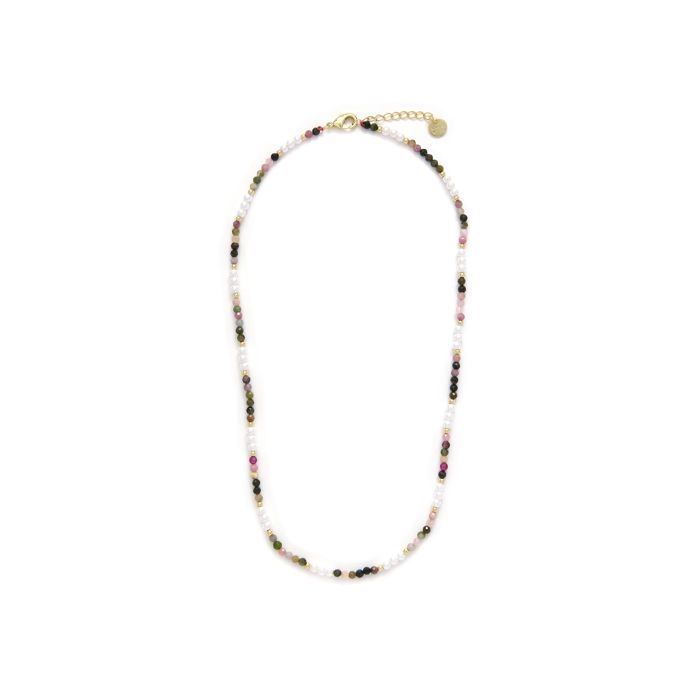 Collier - LUXENTER - Sury - Tourmaline multicolore - Finition or jaune 18 carats - Longueur 42+3 cm