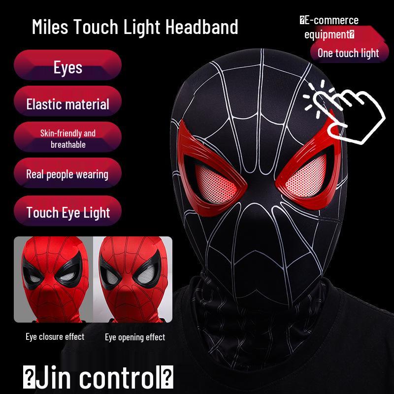 Remote-Control Spider-Man Mask with Blinking Eyes and Lights for Cosplay
