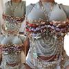 Fashion Layer Acrylic Stone Body Chain Bra Top Adjustable Closure Designs for Women's Beachwear and Dance Event