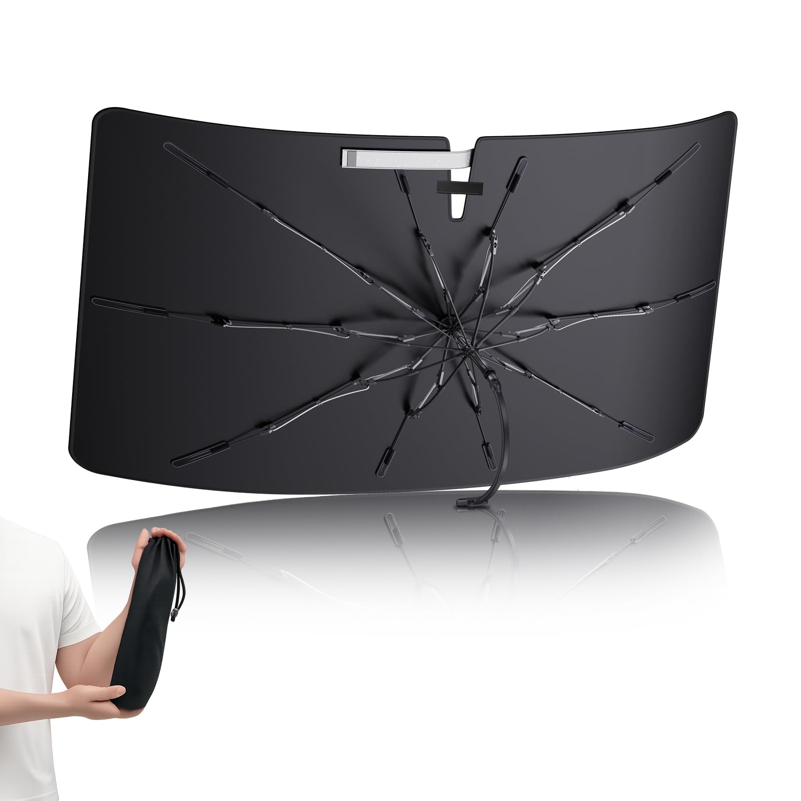 

LANTU Honda 2-го и 3-го поколения складной зонт от жары и УФ-лучей, чехол для хранения тепла в автомобиле, наконечник 10 см складывается [Зонт для конкретного автомобиля] Солнцезащитный козырек N-BOX, чёрный