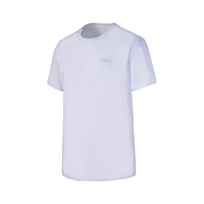 Li-Ning Fashionable Versatile Solid Color Round Neck Short Sleeve T-Shirt Men Tops White ATSW663-2