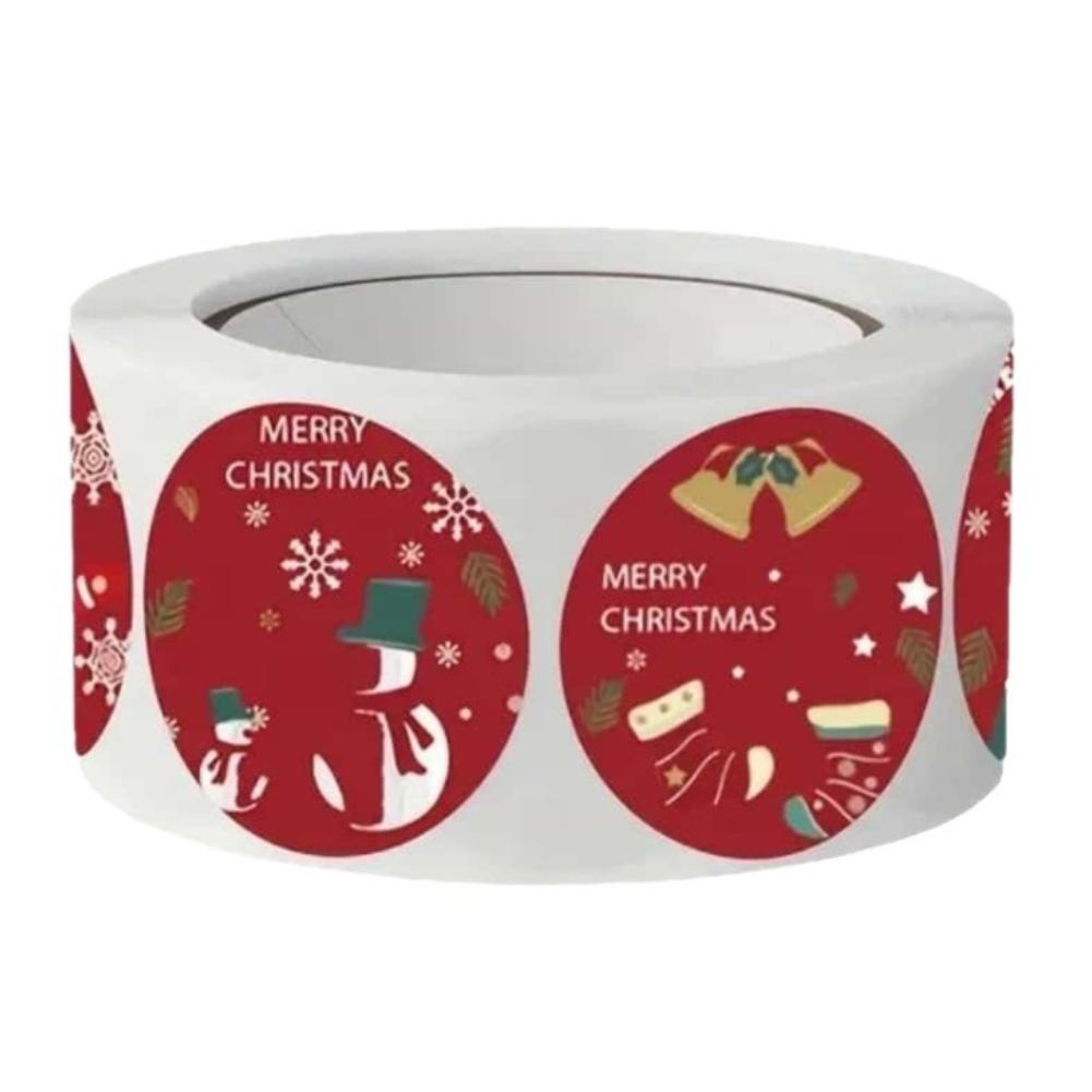 

Self Merry Christmas Round Stickers Featuring Santa Claus for Sealing Wrapping and Decorating Holiday Packages