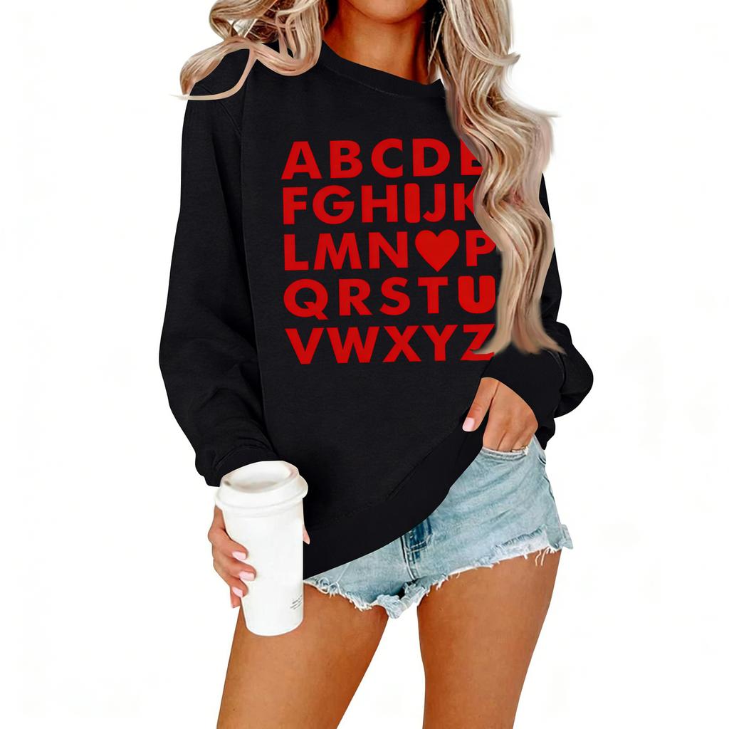 Ladies' Casual Women's Printed Round Neck Pullover Hoodie
