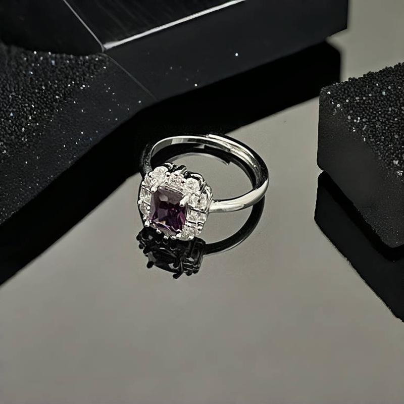 Super Flash Lila Zir*****Stiftring, Leichter Luxus und Kaltes Gefühl, Hochwertiger Temperamentring, Nischendesign-Accessoires Damen