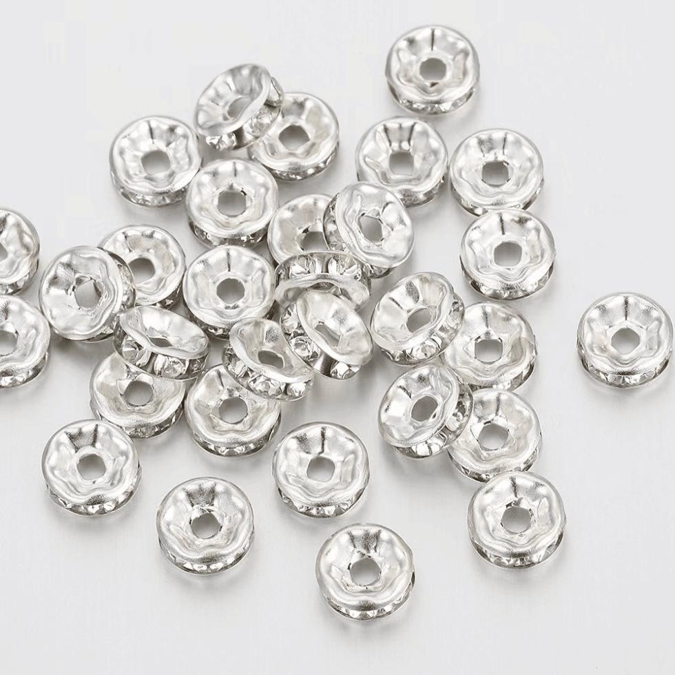 Diamond Rhinestone Spacer Beads: Handmade Bracelet String with 2 Flower Rods