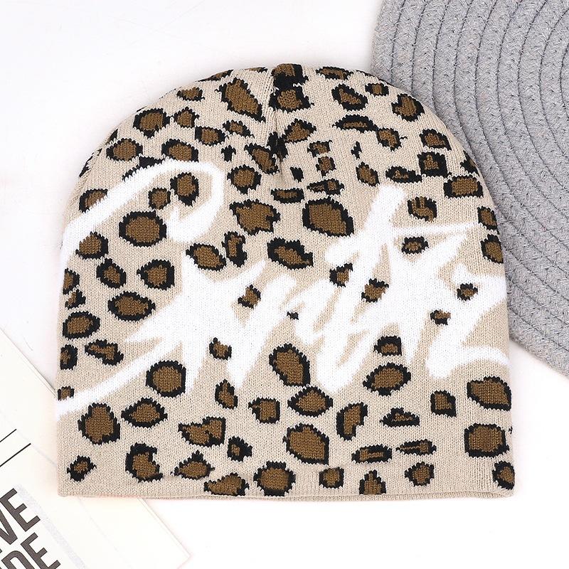 Hut männlich Hip-Hop Wolle Paar Jacquard neuer Hut gestrickt Herbst und Winter Leopardenmuster Europäisch und Amerikanisch Straße Wärme Doudou Persönlichkeit