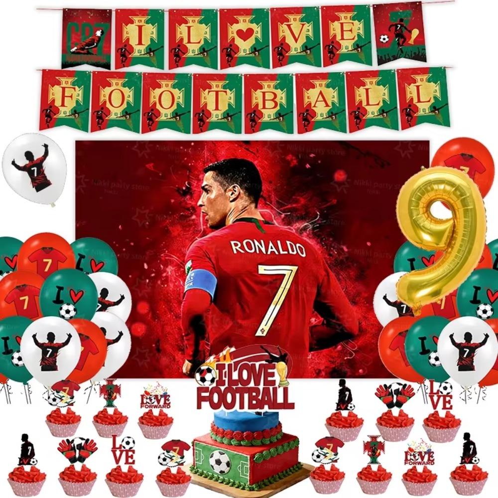 New CR7 Birthday Decoration Soccer Superstar Party Supplies Football Party Favors Tablecloth Plate Paper Cup Backdrop