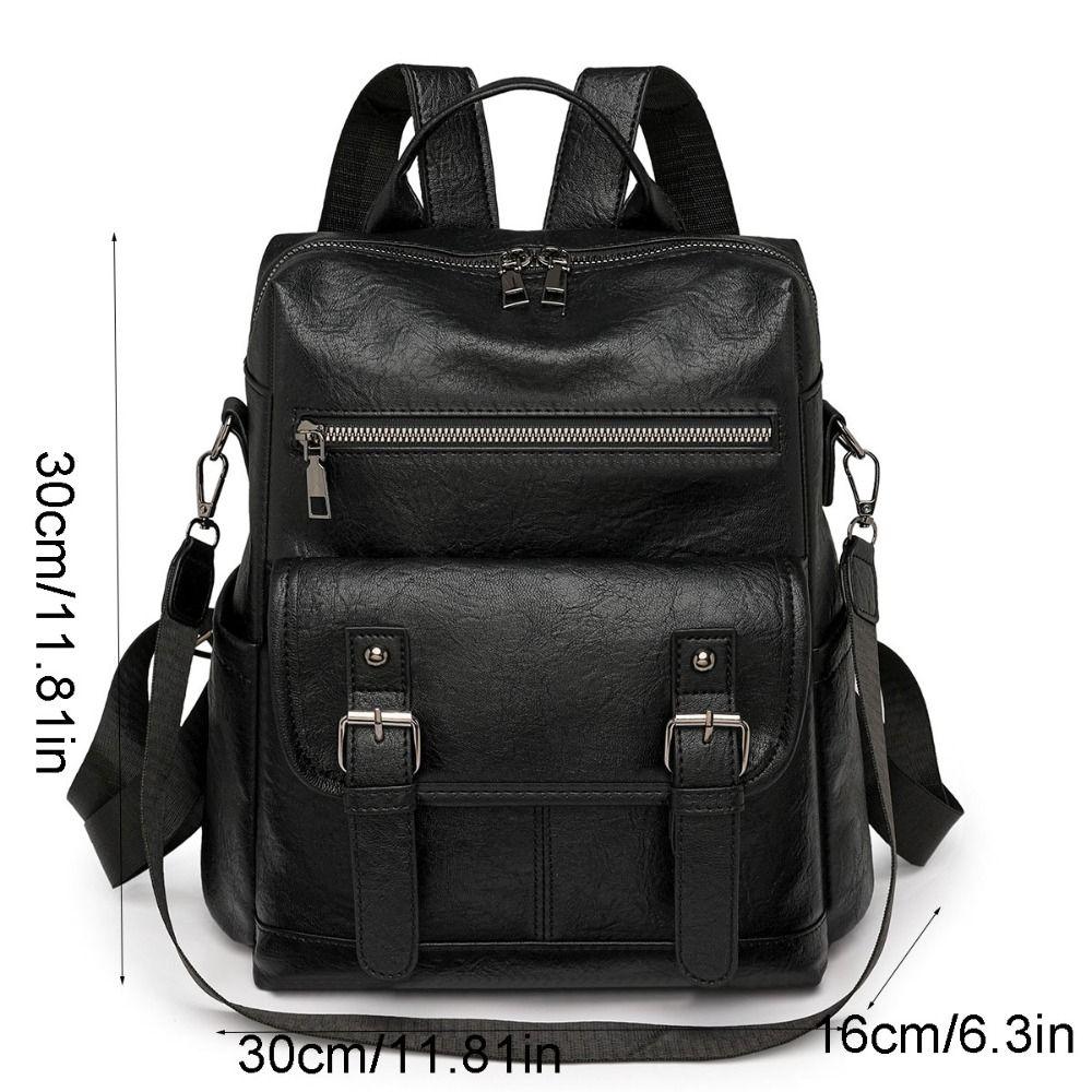 Multifunctional Student School Bag PU Peather Mommy Shoulder Bag Vintage Student Backpack  Women