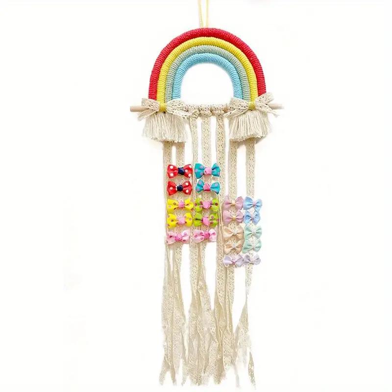 Rainbow Lace Hairpin & Headband Organizer for Kids' Room Decor