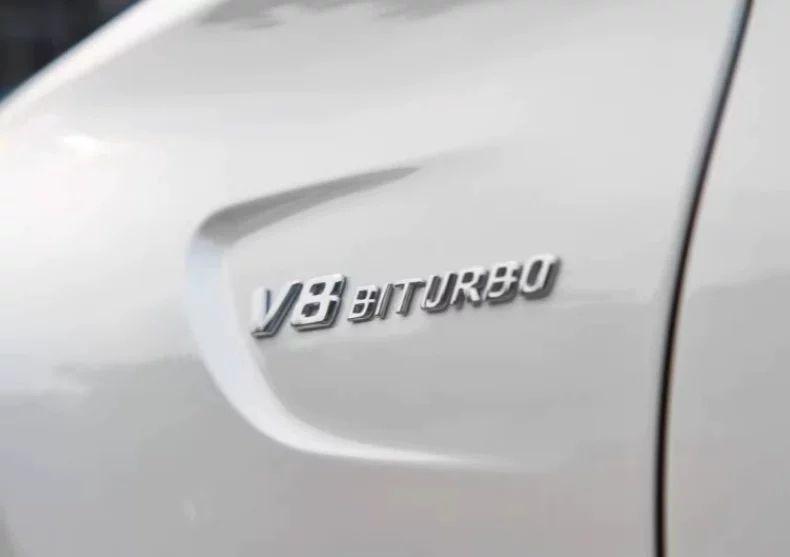 Compatible Mercedes-Benz V8 BITURBO Side Badges for C63, G63, S65, V12 Turbocharged Fender Emblem Letters.