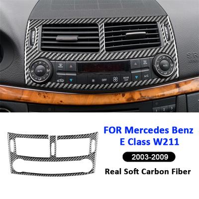 Carbon Fiber Car Central Console Air Conditioning Outlet Panel Frame Decoration Sticker For Mercedes Benz E Class W211 2003-2009