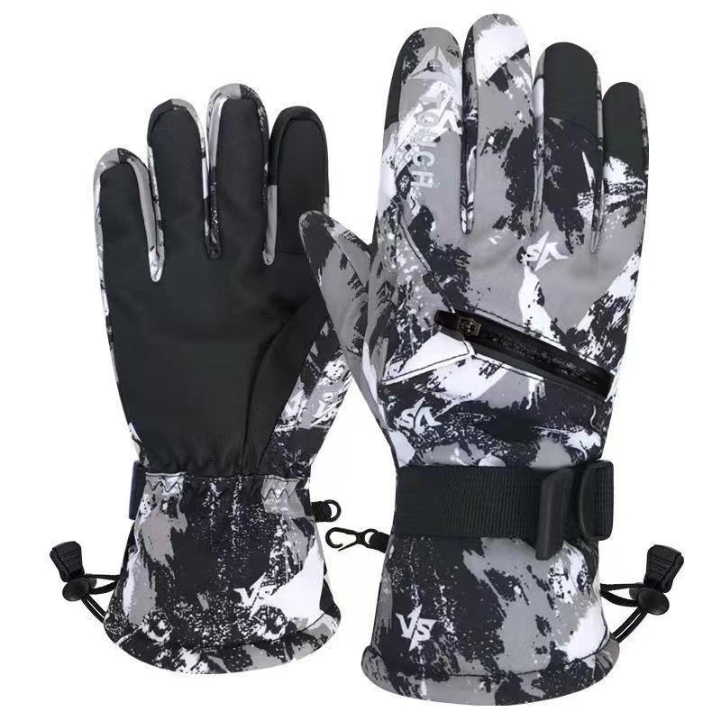 

Хлопковые лыжные перчатки осень-зима мужские и женские бархатные утолщенные холодостойкие и нескользящие водонепроницаемые карман на молнии сенсорный экран для езды на мотоцикле XL [Male Big Hand Choice]