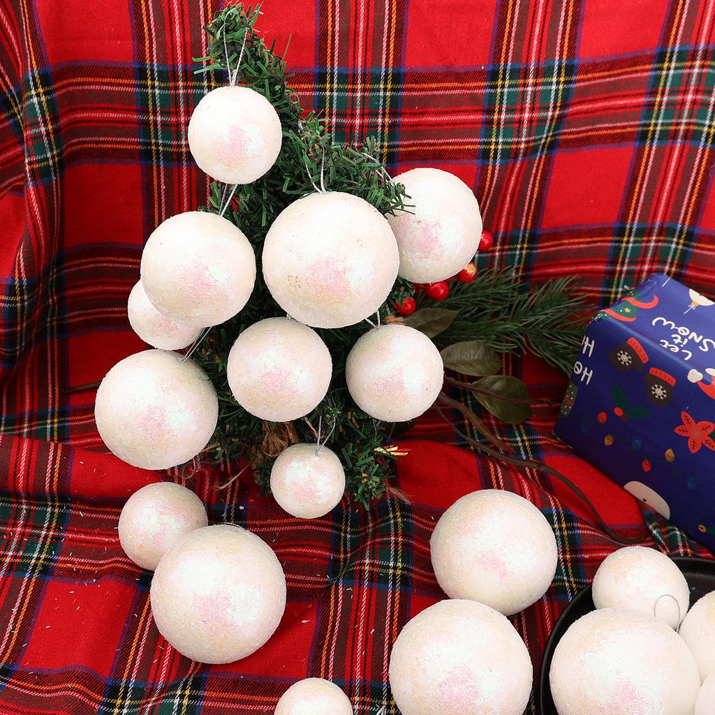 4/5/6/7cm White Foam Christmas Balls Xmas Tree Round Ball Hanging Pendants for New Year Navidad Party Home Decoration Wholesale