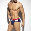 UXH Men's Colorblock Triangle Swim Briefs: Multi-Color, Flag-Inspired Design, Fitted and Sexy Shorts