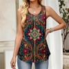 Canottiera da Donna Senza Maniche con Tessuto a Strisce Floreali, Bottoni Frontali, Scollo Rotondo, Vestibilità Larga, Canottiera Casual
