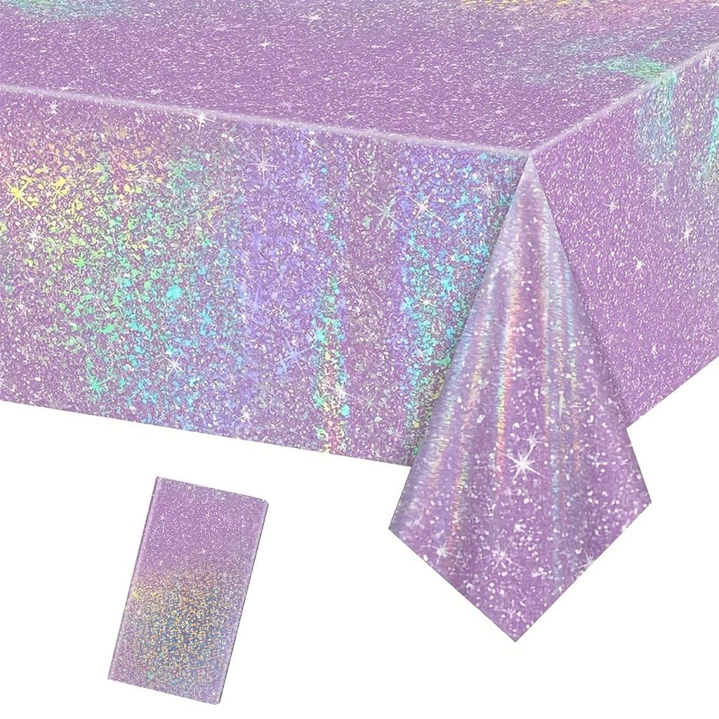 Purple Laser Disposale Tablecloth Happy Birthday Party Decoration Wedding Party Aluminum Film Table Cover Baby Shower Supplies