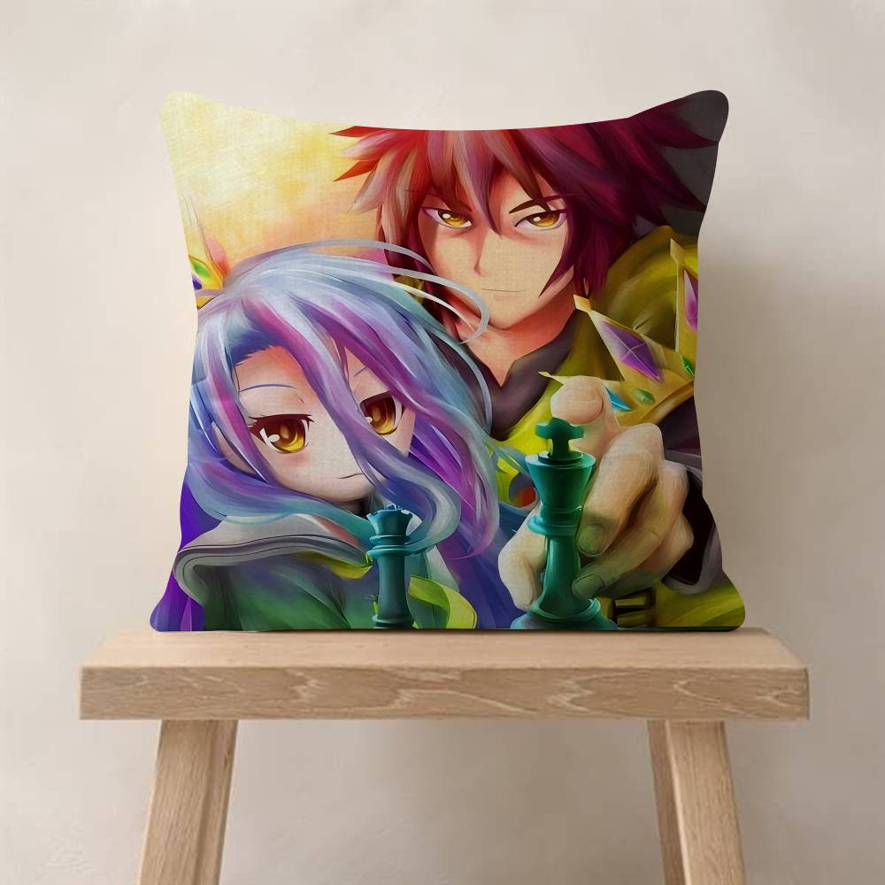 NNo Game No Life Anime Pillow Covers Cartoon Sofa Decorative Home Doublesided Printing Short Plush Cute Cushion Cover