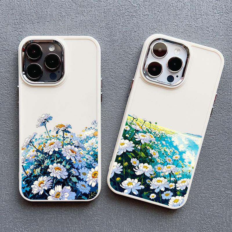 Summer Daisy Flower Phone Case for IPhone 11 12 13 14 15 Pro Max 15 14 8 7 Plus SE 2020 XS X XR Shockproof Silicone Back Cover